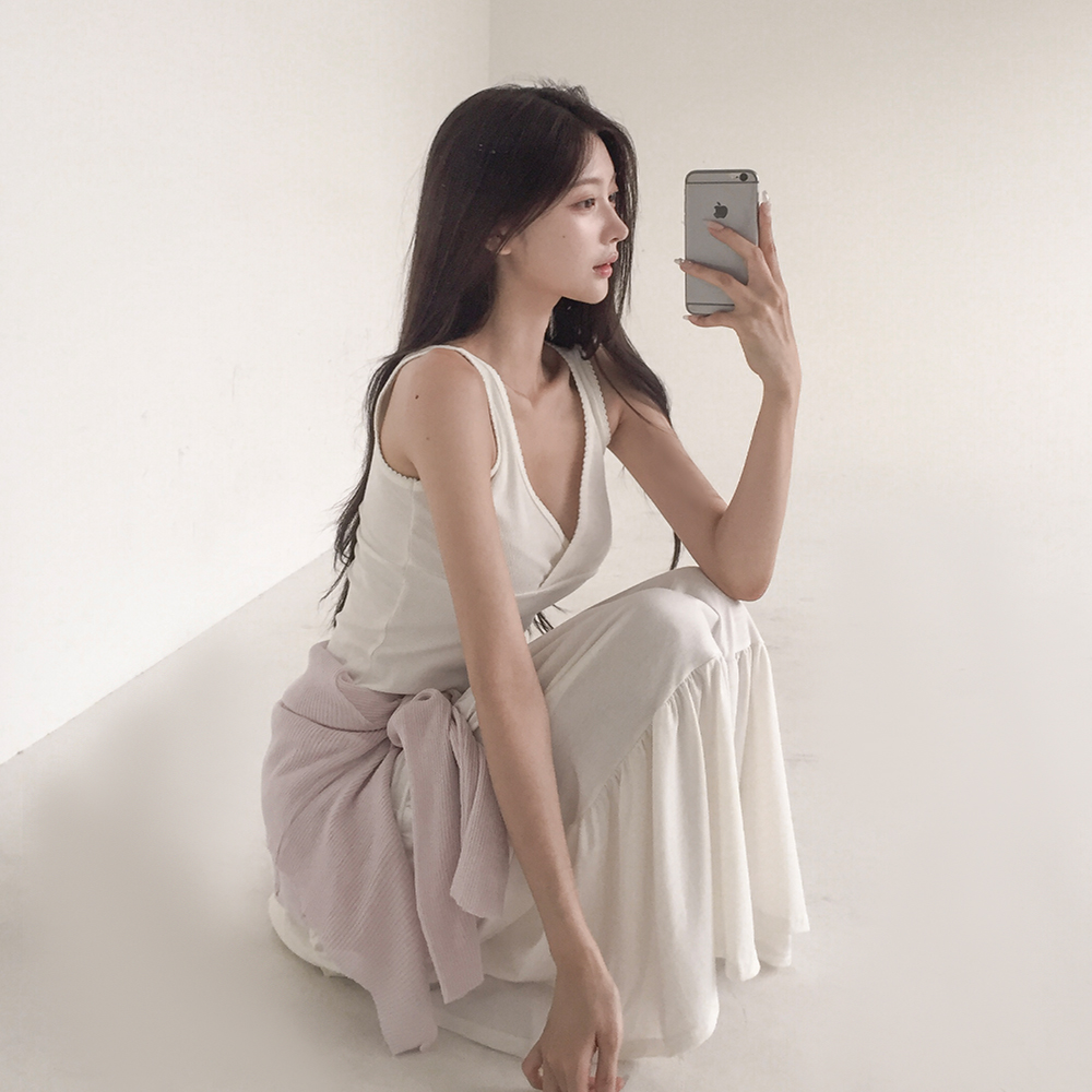 [부유방커버/데일리]오트 물결 랩 브이 나시