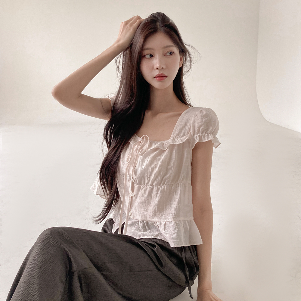 [여리청순템/뽀용색감*]쥬시 프릴 리본 블라우스