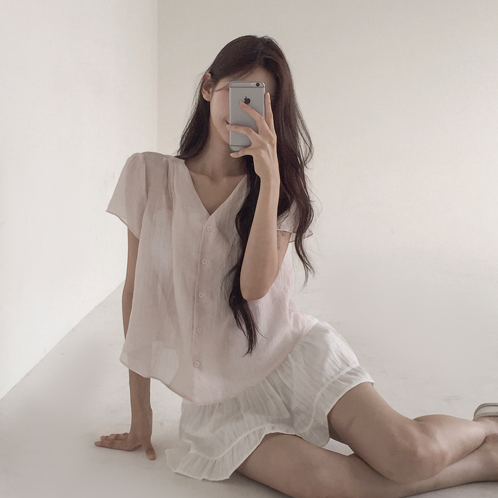 [분위기..🤍/살랑여리]세르 여름 반팔 블라우스