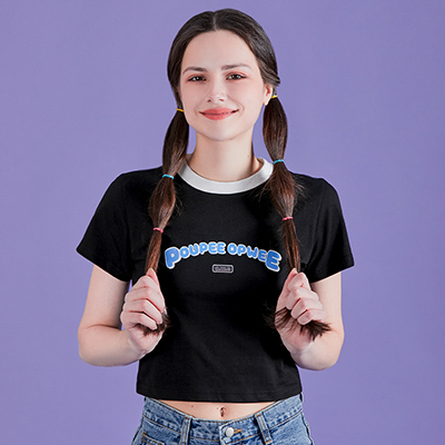 포피 배색크롭반팔티