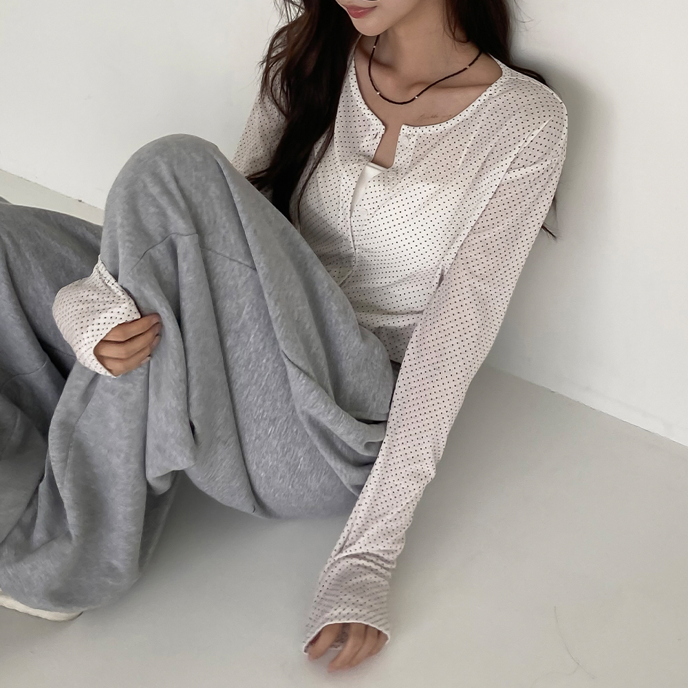 [여리여리/장마룩]테디 도트 크롭 가디건