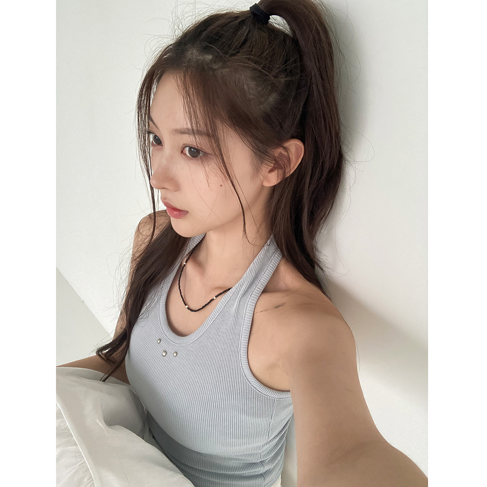 [힙/쫀쫀/내수]소다 스터드 홀터 나시