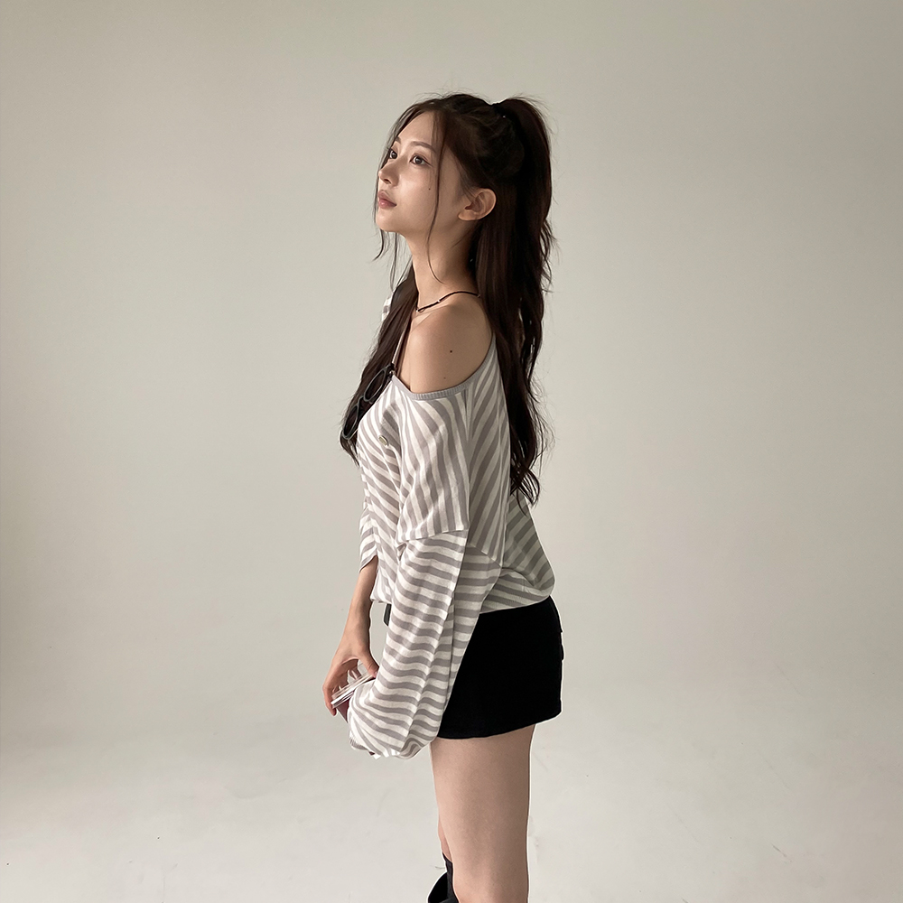 [캐주얼/여름긴팔]캔디 스트라이프 팬던트 니트