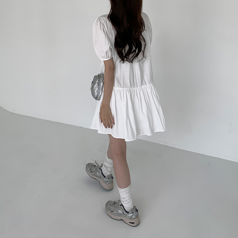[러블리/체형커버]로디 핀턱 미니 원피스