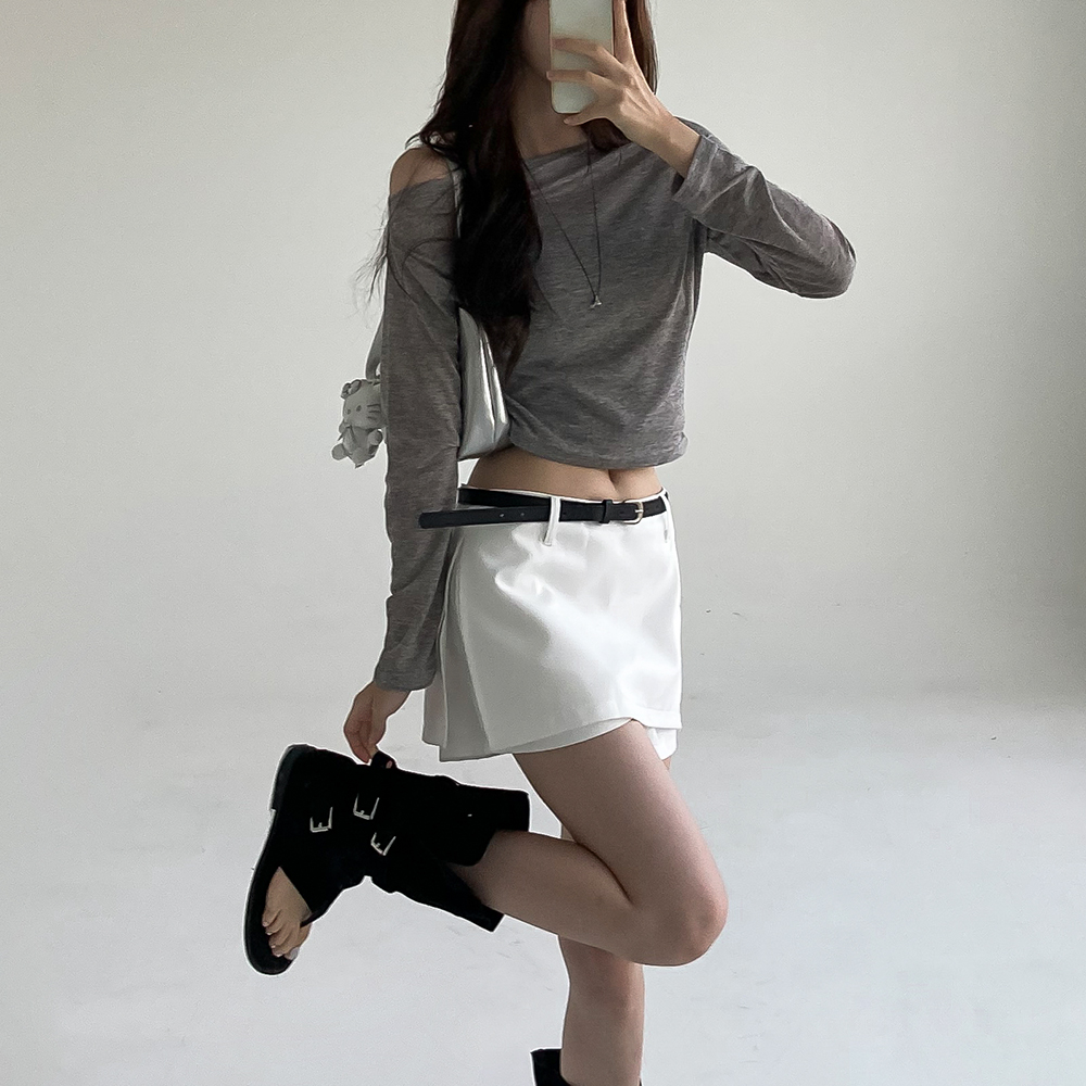 [벨트SET/치마바지]예쁜핏 트임 미니 스커트