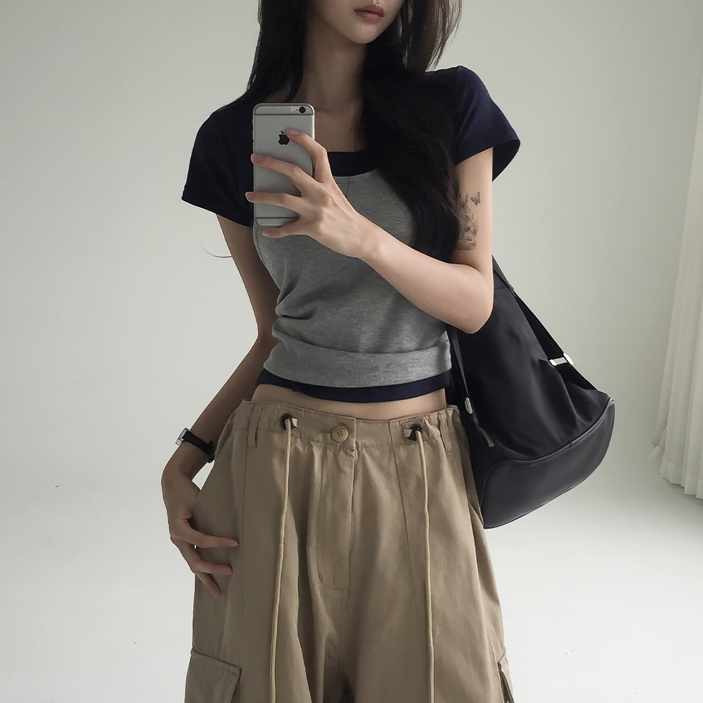 [사계절/레이어드템]미즈 홀터 레이어드 나시