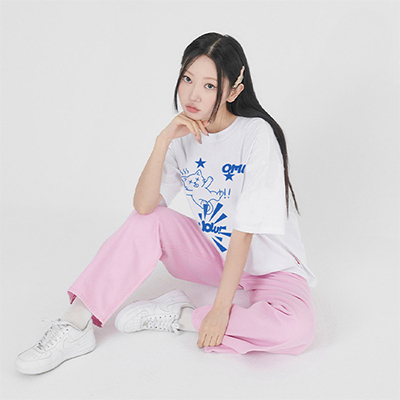 OMG 블루팝 오버핏 반팔 티셔츠