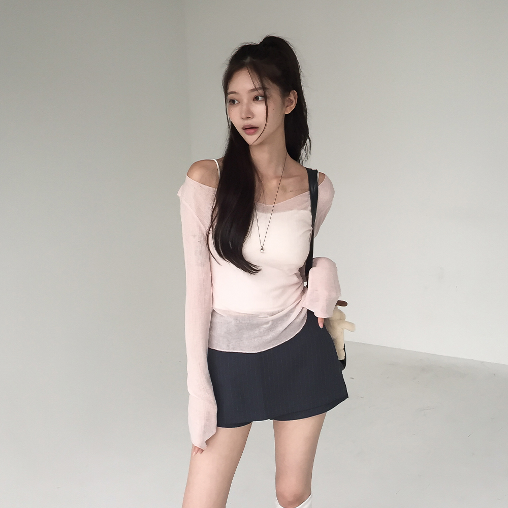 [울!/데일리]자동여리핏 시스루 긴팔티