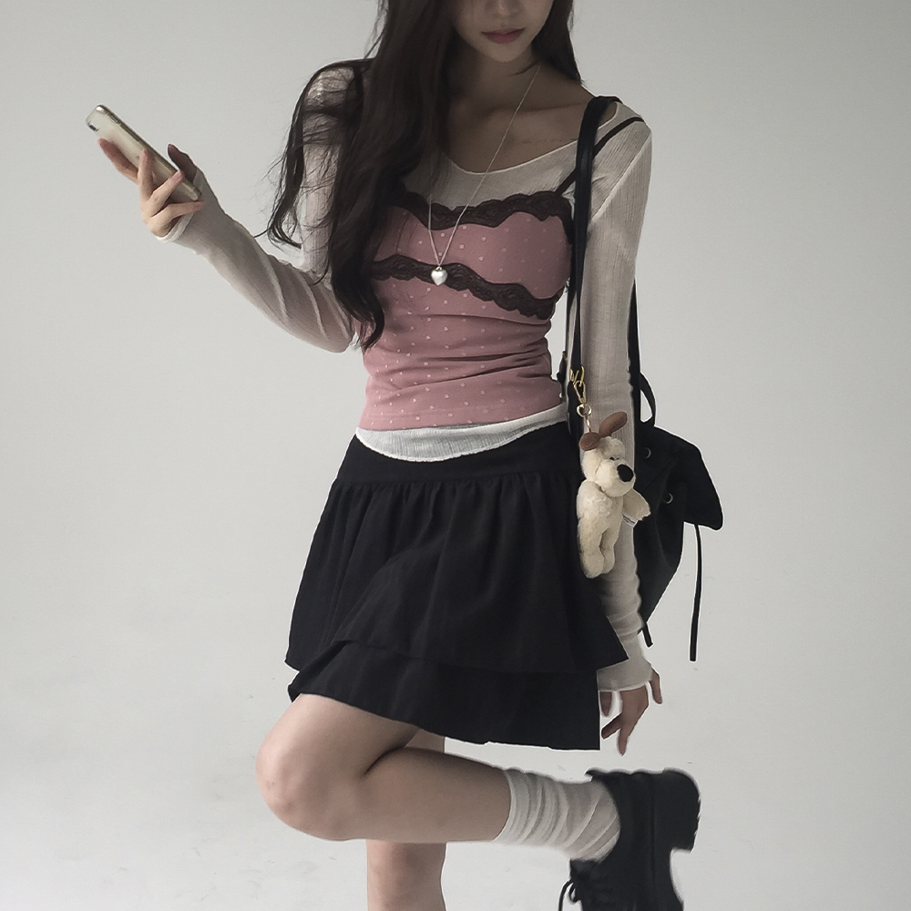 [뒷밴딩/스트라이프]브닐 캉캉 플리츠 스커트