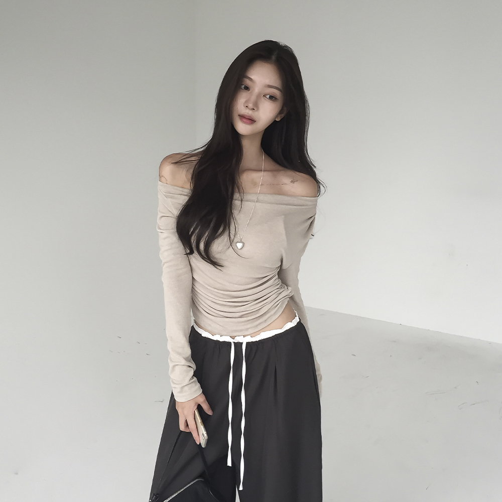 [페미닌]요물 드레이프 옆셔링 긴팔티