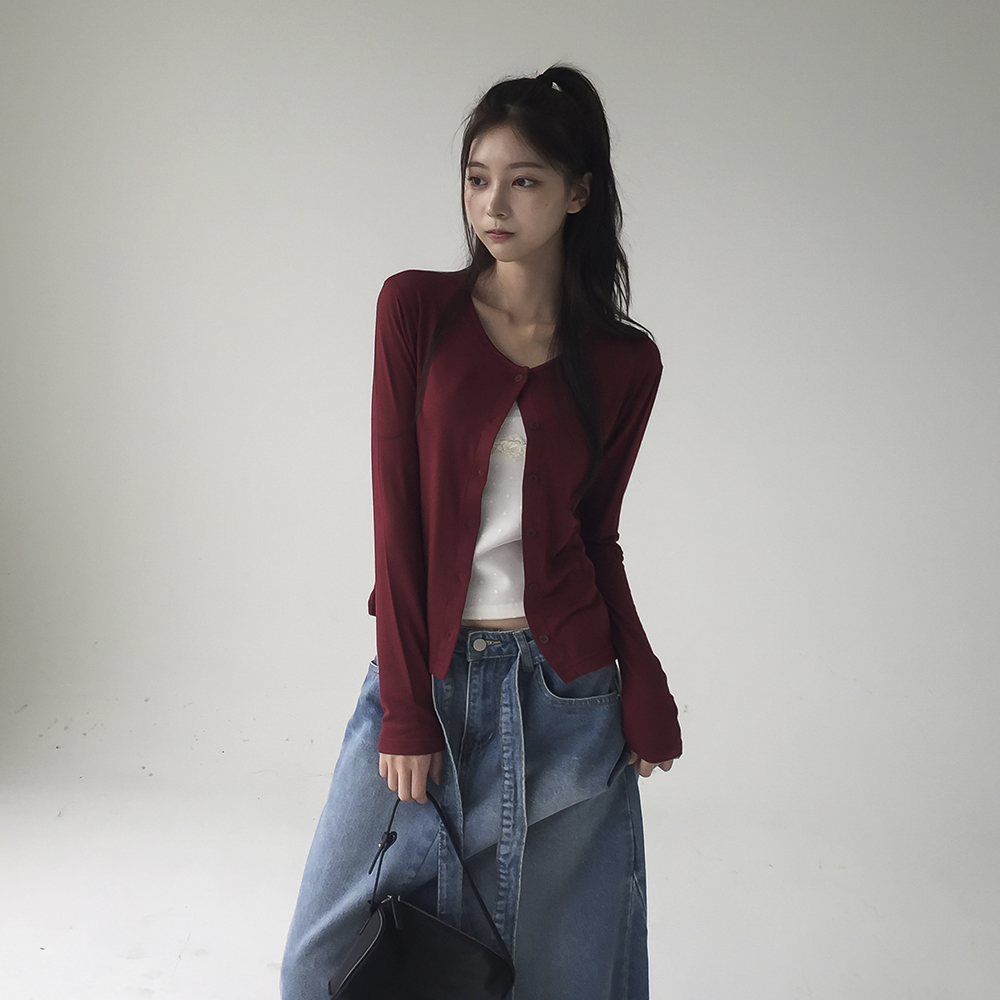 [부드러운터치감]모찌 텐셀 여리핏 가디건