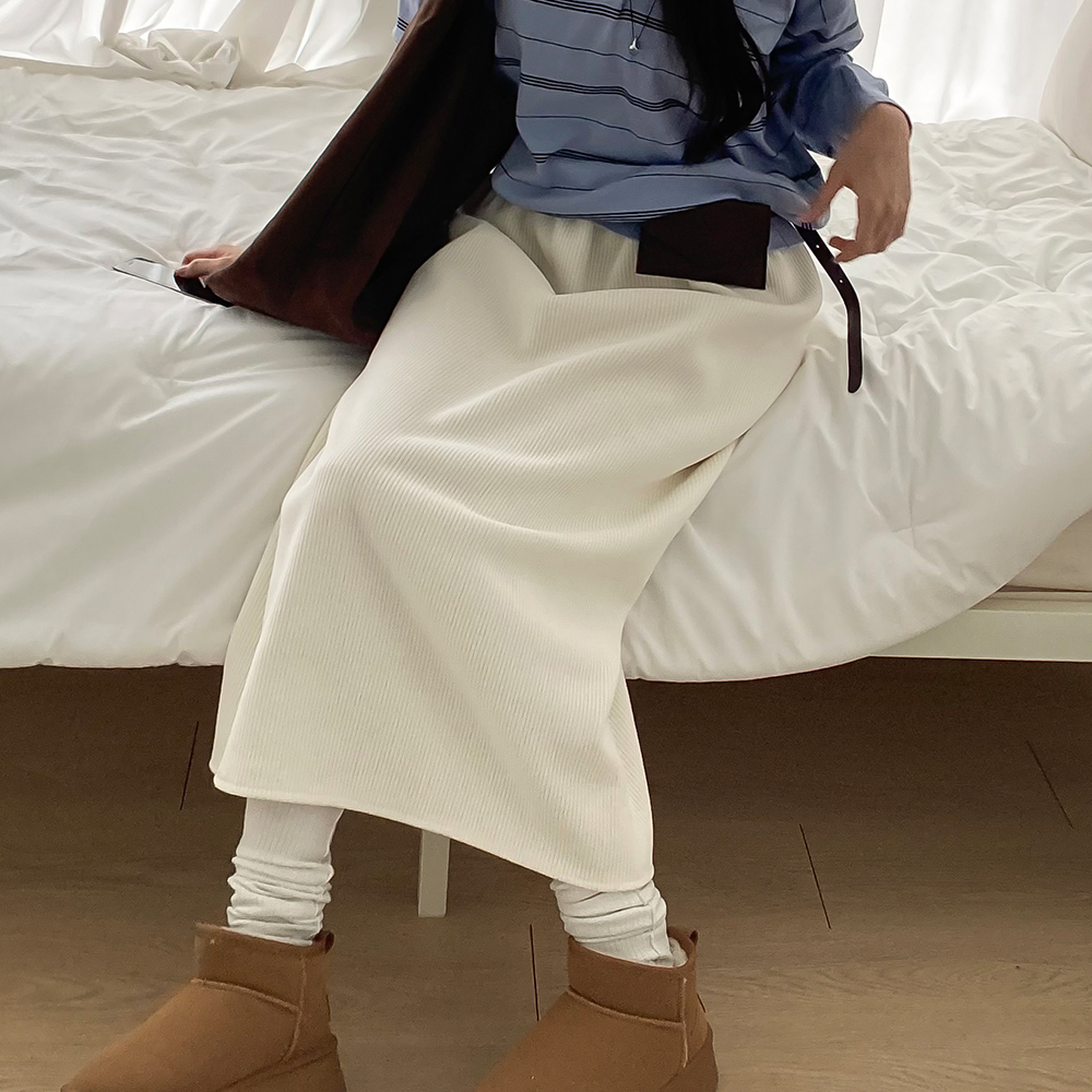 [기모안감/겨울]브렌트 코듀로이 롱 스커트