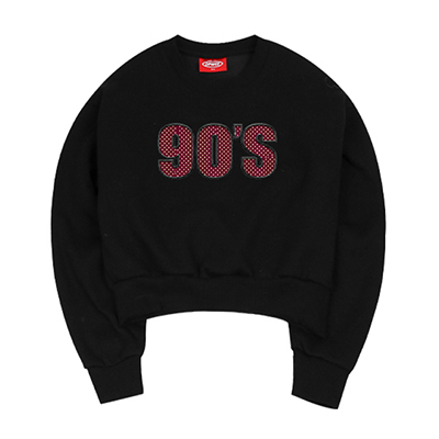 (기모) 나인티스 크롭 맨투맨