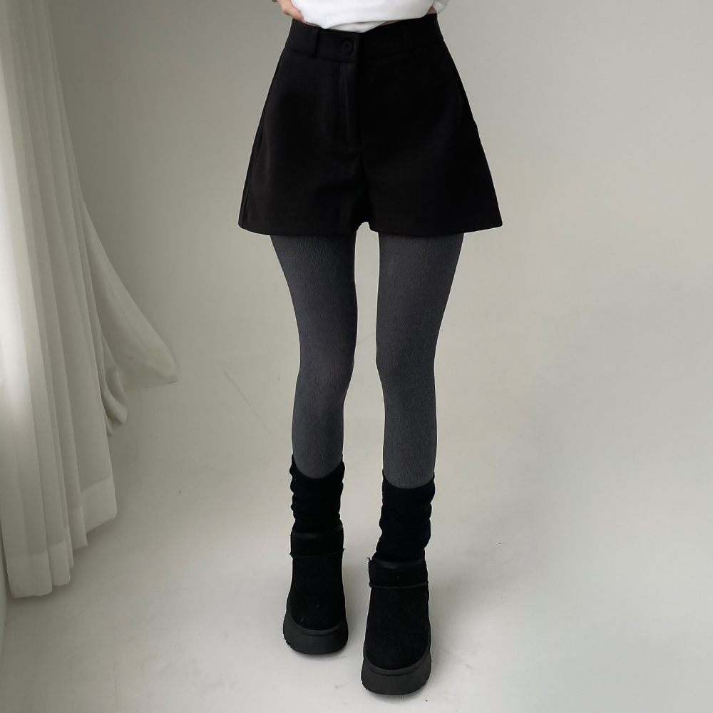 [겨울바지/기모]모노톤 모직 숏팬츠