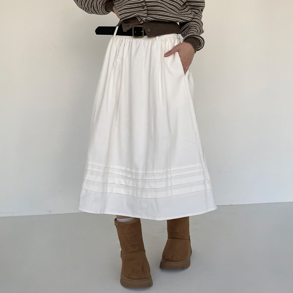 [벨트set/폭닥]위브 코듀로이 롱 스커트