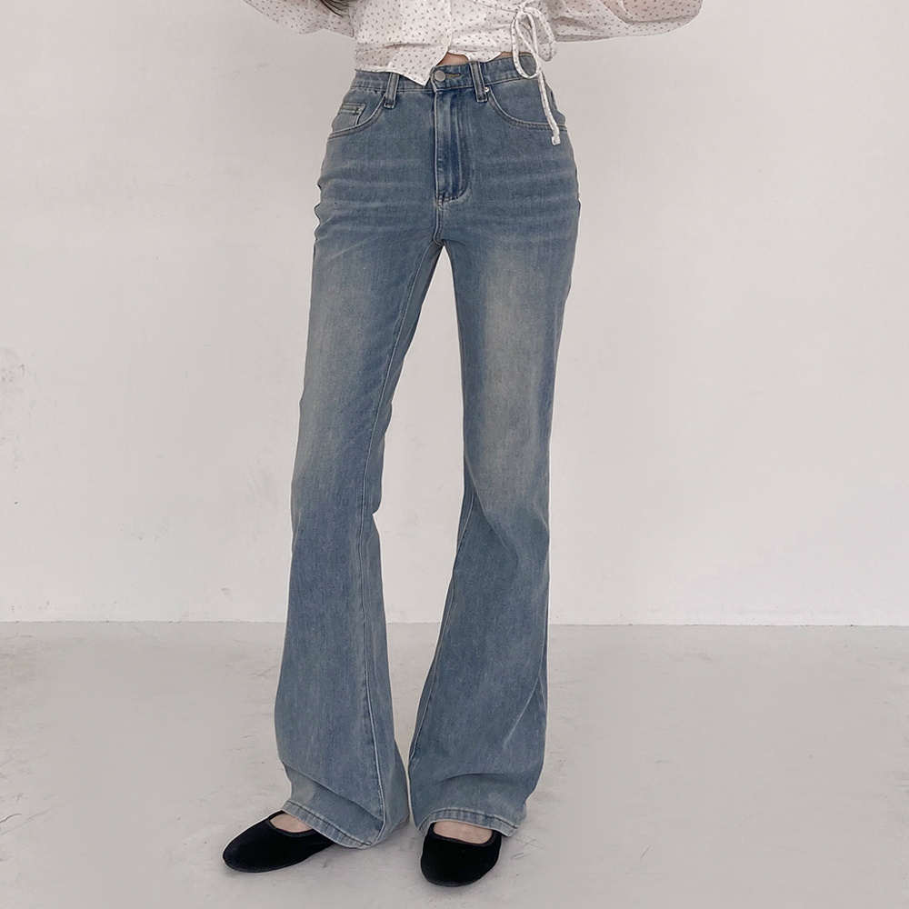 [기장선택/사계절]쫀득핏 캣워싱 데님 부츠컷 팬츠