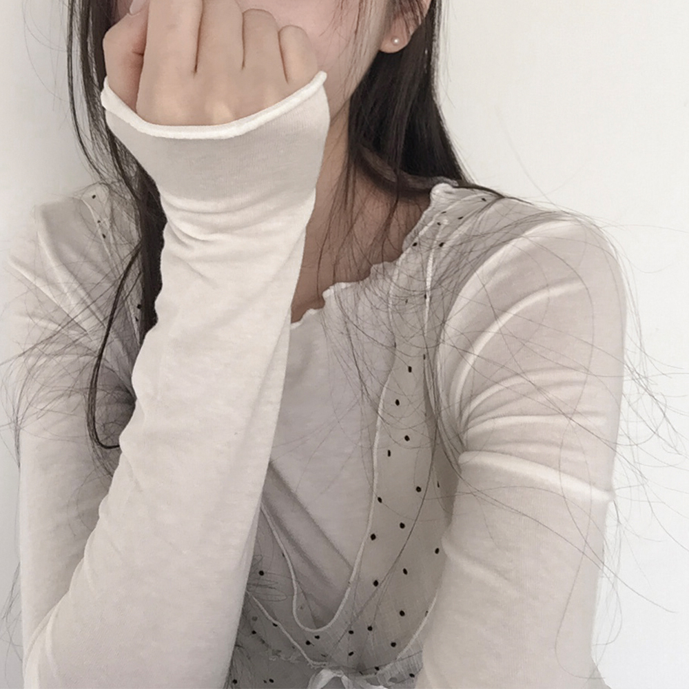 [텐셀/레이어드*]유스 물결 라운드 긴팔티